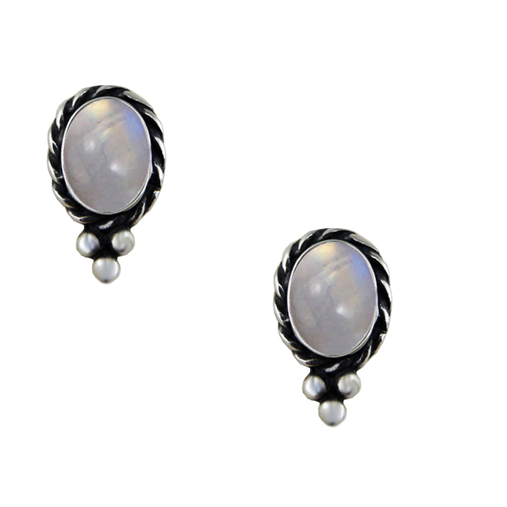 Sterling Silver Little Rainbow Moonstone Post Stud Earrings
